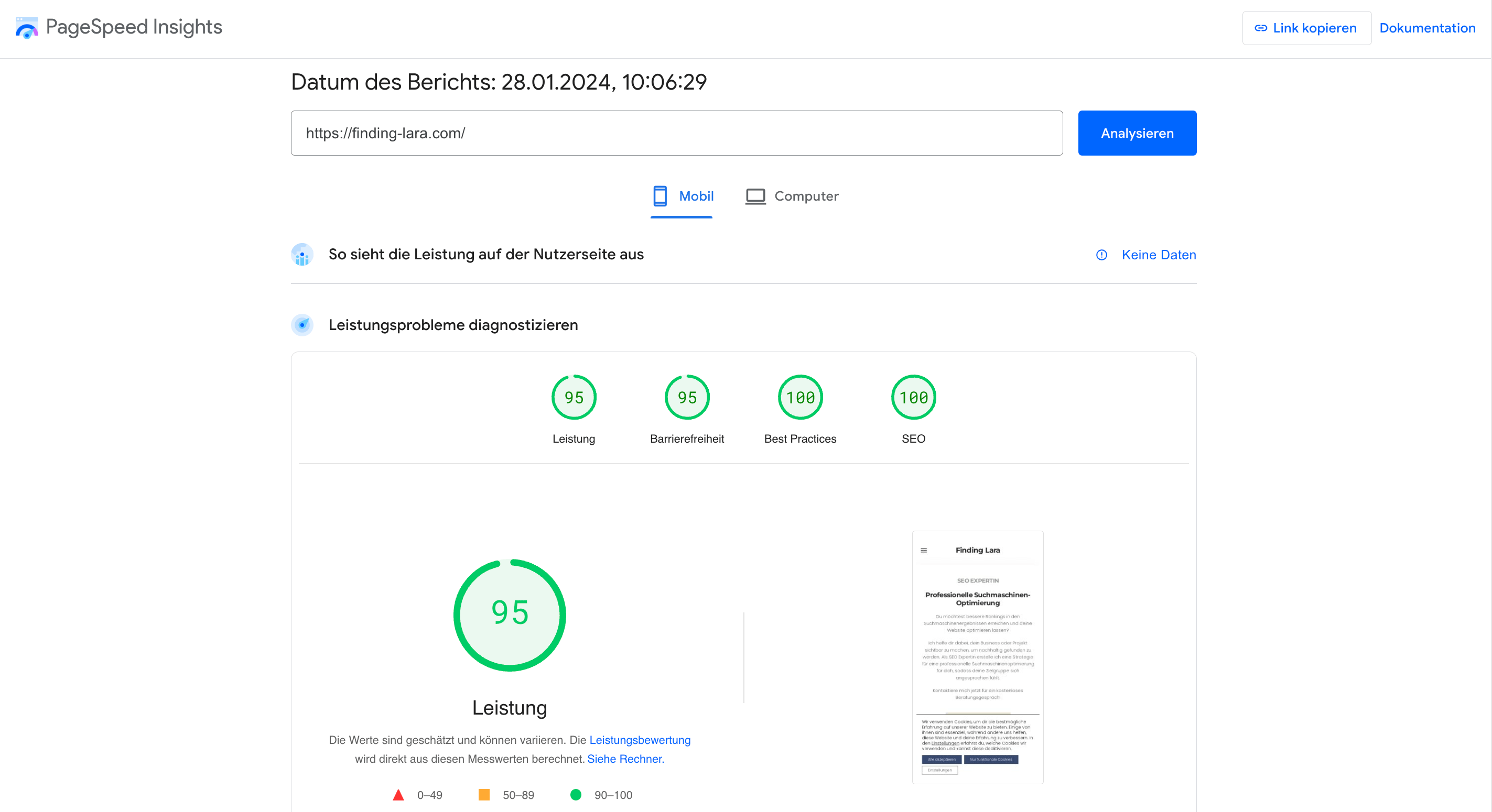 page speed insight kostenloses tool website performance