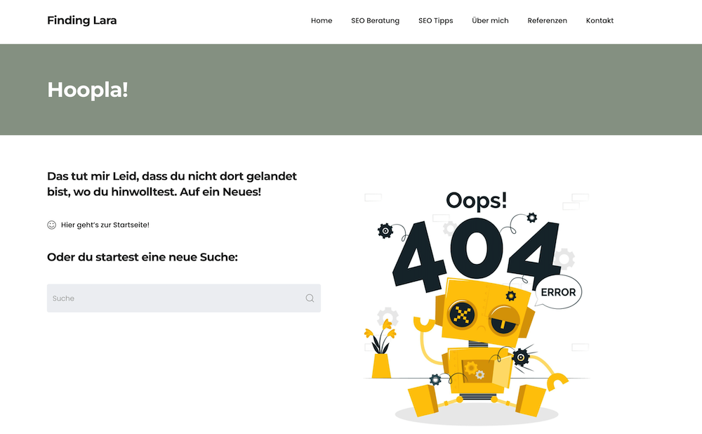 beispiel 404 seite gut für seo